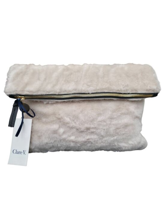 Clare V. Handbags - Clare V Foldover Clutch Cream‎ Cow Hair Fur Bag NWT